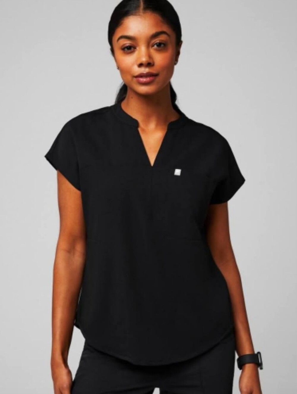 Fabletics Evolve Black V-Neck Short Sleeve Women's Top Small